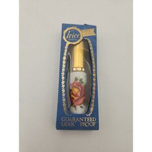 Vintage Irice Milk Glass Rose Perfume Atomizer Gold Cap Purse Size with Box
